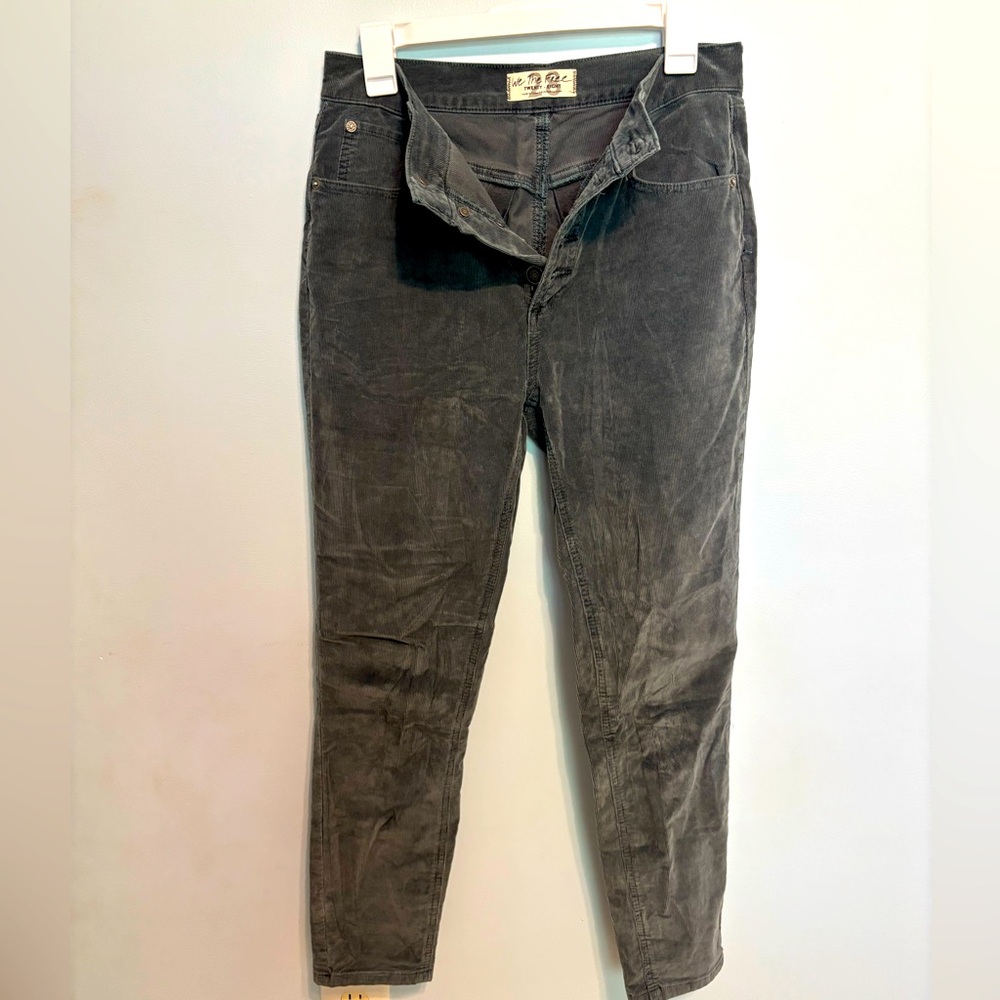 We The Free People Women's Corduroy Pants  Sz 28 Blue/Gray Skinny Morning Waves